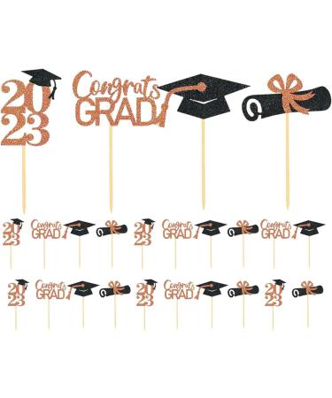 BAOK Graduation Cupcake Toppers - Graduation Theme Cupcake Toppers Class of 2023 Graduation Caps Cupcake Picks for Party Cake Decorations Supplies Rose Gold - Buy Online on SooperMarket.com