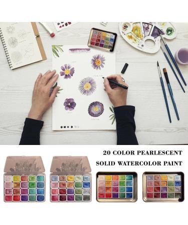 OCKULT 20 Colors Watercolor Painting Set DIY Clay Coloring Nail Art Dripping Glue Glitter Watercolour Solid Paint Box Portable Travel Water Color Paints Set Paint Kit for Artists and Painting Lovers B color one size - Buy Online on SooperMarket.com