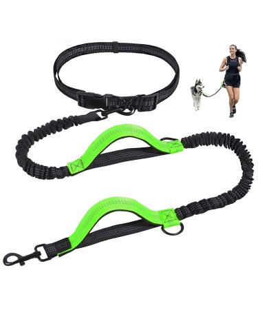 Jogging leash dogs unipampa free-handed dog leash hand-free dog leash jogging dog leash with belly belt reflective seams 120-170 cm double handle for small dogs medium-sized dogs ... green