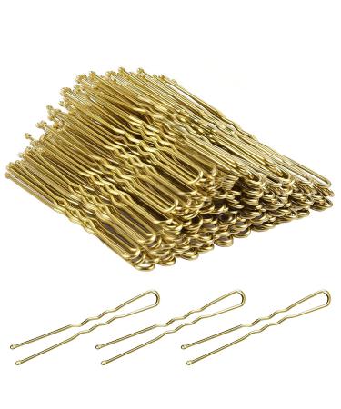 Bun Pins MORGLES 80 Pcs Hair Pin for Buns Blonde Hair Grips for Women Kirby Grips with Box (Golden 6cm/2.4 inch)