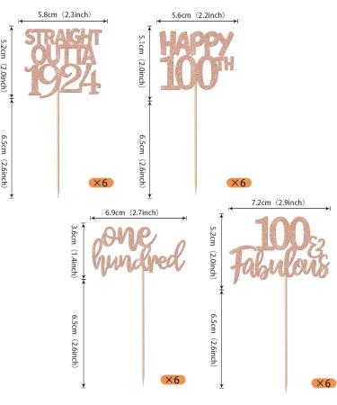 24 Pack Straight Outta 1924 Cupcake Toppers Happy 100th Birthday One-hundred Awesome Since 1924 Cupcake Picks 100 Fabulous Cake Decorations for 100th Birthday Anniversary Party Rosegold 100th Rose Gold - Buy Online on SooperMarket.com