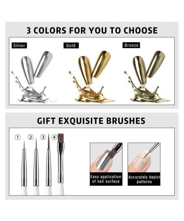 2x8ml Metallic Gel Nail Polish Kit - Glossy Mirror Silver & Gold Chrome Effect for Stunning Nail Art - Soak Off UV/LED DIY Manicure - Buy Online on SooperMarket.com