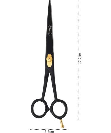 Professional Black Salon Hairdressing Scissors 7 inch - Gold Dial Spring Screw & Hook, Anti-Rust Barber Razor Edge Steel Hair Cutting Tool for Men/Women - Buy Online on SooperMarket.com