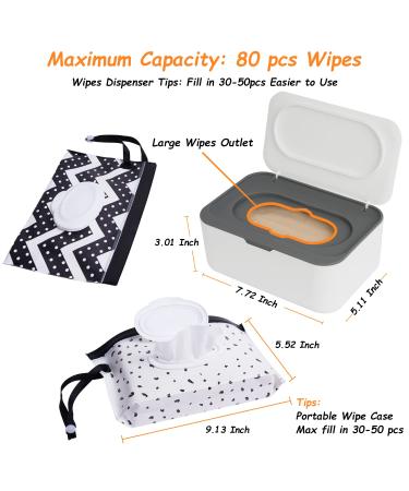 Portable Wipes Dispenser with 2 Cases | Baby & Adult Wipe Holder | Refillable Container | Keeps Wipes Fresh | One-Handed Operation | Easy Open/Close | Multicolor Grey - Buy Online on SooperMarket.com