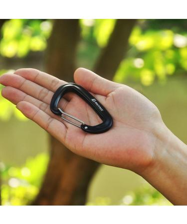 Brotree Carabiner Hooks - 1200kg Heavy-Duty Screw Lock Perfect for Hiking Camping & Fishing - 2 Black Wire Gate Key Rings - Buy Online on SooperMarket.com