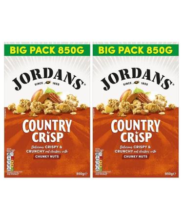 Jordans Country Crisp Chunky Nuts Oat Clusters Wholegrain Cereal Pack of 2 x 850g | Bigger Pack | Mouth-Watering Combination of Crunchy Nutty Deliciousness | Sold by Essential Products
