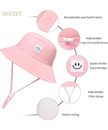 HSYZZY Baby Sun Hat | UPF 50+ Smile Face Bucket Hat for Toddler | Adjustable Cap, 9-18 Months, Pink - Buy Online on SooperMarket.com