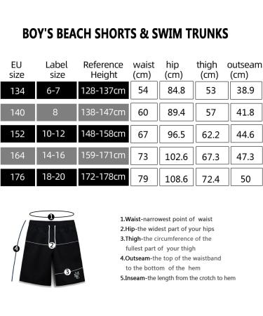 MEILONGER Boys Swim Trunks - Quick-Drying Board Shorts with Mesh Lining & Adjustable Drawstring - Black 152 | International Shipping - Buy Online on SooperMarket.com