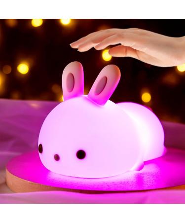 Cute Bunny Night Light Baby Girl Gifts Newborn 16 Colors Baby Night Light Cute lamp Cute Night Light Kids Kawaii Cute Room Decor Nursery Decor Girls Bedroom Decor Baby Girl Gift Newborn Baby Gifts C-bunny