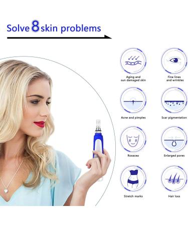 INCELLICE Derma Pen Hair Professional Microneedling Pen for Hair Beard Growth with 2 Replacement Cartridges 5 Speeds Blue Auto Dermapen - Buy Online on SooperMarket.com