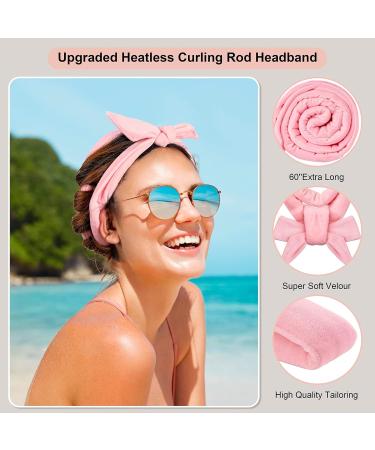 CORATED Heatless Curling Rod Headband - 60 Extra Long Soft Hair Curlers for Overnight Curls - No Heat Styling for Short & Long Hair - Pink - Buy Online on SooperMarket.com