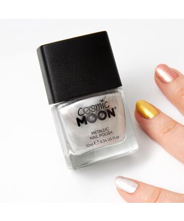 Metallic Nail Polish by Cosmic Moon - Silver - Highly pigmented Nail Varnish - 10ml - Buy Online on SooperMarket.com