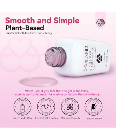 SAVILAND Builder Nail Gel - Clear Pink Thickening Gel with Castor Oil & Vitamin E | LED Cured Hard Gel for Home Nail Care & Strengthening - Buy Online on SooperMarket.com