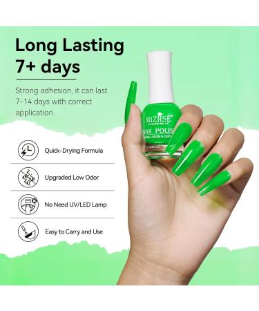 MIZHSE Quick Dry Neon Green Nail Polish - Water-Based 15ml High Gloss Manicure Lacquer for DIY Nail Art & Salon Use - Ideal Gift - Buy Online on SooperMarket.com