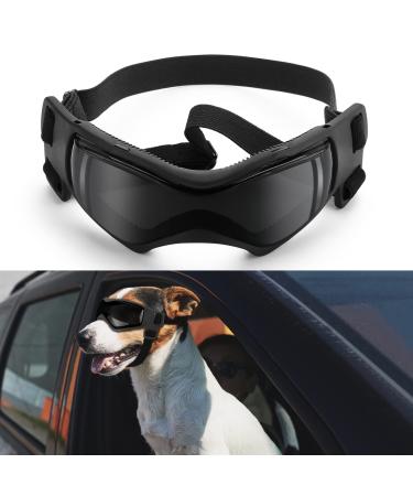 Googles for Dogs Ownpets Dog Glasses UV Protection Goggles Snow Protection Wind Protection Dust Protection with Adjustable Strap Safety Pet Sunglasses for Small and Medium Dog Black-Regular Style Medium