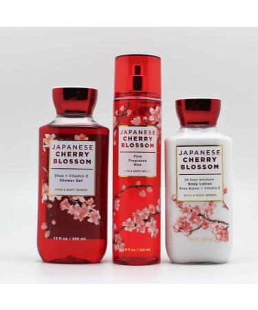 Japanese Cherry Blossom - 3 pc Bundle - Daily Trio - Shower Gel  Fine Fragrance Mist & Super Smooth Body Lotion
