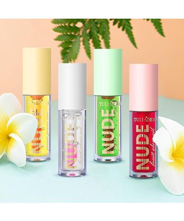 LOPHE 4Pcs Plumping Lip Oil Kit Makeup Lip Gloss Set Fruit-Flavored Lip Care Oil Long Moisturizing Lip Gloss Tinted Lip Oil Non-Sticky FInish High-Shine Hydrating Light Clear Liquid Lipsticks 4PCS-C - Buy Online on SooperMarket.com