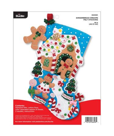 Bucilla 18-inch Christmas Stocking Felt Applique Kit  86898E Gingerbread Dreams