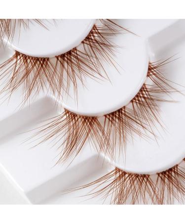 7 Pairs Natural Wispy Fake Eyelash DIY Brown Lashes Halloween Brown False Eyelashes Clear Band Manga Lashes Decorative Anime Eyelashes - Buy Online on SooperMarket.com
