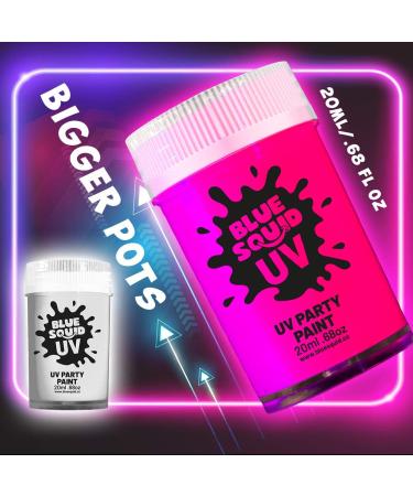 Blue Squid Fluorescent Glow Face & Body Paint Kit - Set of 8 Neon Colors for UV & Blacklight | Includes Free UV Flashlight | Festive Glowing Makeup - Buy Online on SooperMarket.com