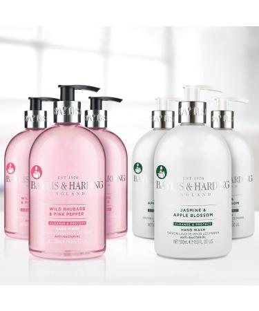 Baylis & Harding Anti-Bacterial Hand Wash Bundle - 9 x 500ml (Rhubarb & Pink Pepper, Jasmine & Apple Blossom) - Vegan Friendly - Buy Online on SooperMarket.com