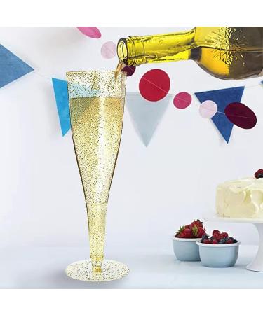 MR.FOAM Disposable Champagne Flutes - 6PC Gold Glitter Plastic glasses for Parties - 6.5 OZ - Buy Online on SooperMarket.com
