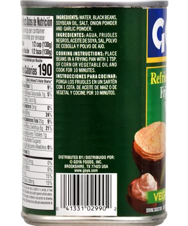 Goya Foods Refried Black Beans 16oz - Pack of 12 | Frijoles Negros Volteados - Buy Online on SooperMarket.com