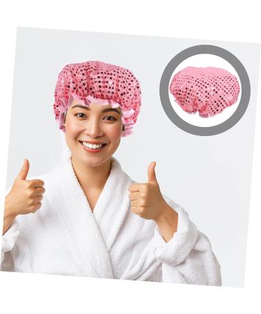 Beavorty Extra Large Pink Shower Cap for Women - Reusable Night Cap for Hair Protection and Showering - 24x24cm - Buy Online on SooperMarket.com