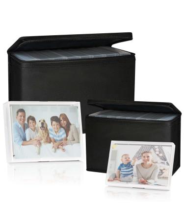 Barhon Photo Storage Boxes Set - 8 Pack 4x6 and 8 Pack 5x7, Photos Case Containers with Lightproof Zipper Cloth Bags, Multi-Sized Seed Organizer with Handle for Stickers Craft (Clear) 4x6 and 5x7 Photos