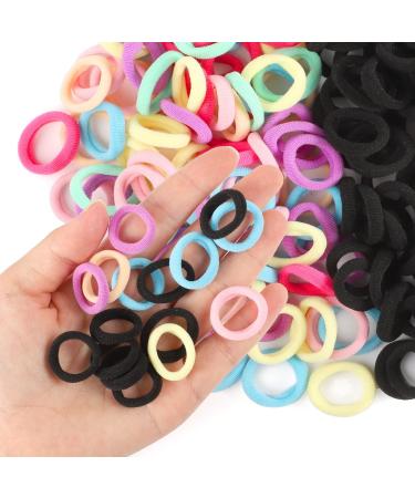 200 Pcs Mini Seamless Baby Hair Bands - Candy Color Cotton Hair Ties for Girls, Infants, Toddlers - 2cm Diameter - Buy Online on SooperMarket.com