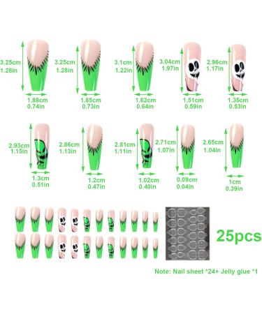 Halloween Nails Halloween Press on Nails Medium Horror Ghost and Skull Halloween Fake Nails 24PCS Coffin French Tip False Nails with Gel Glue for Halloween - Buy Online on SooperMarket.com