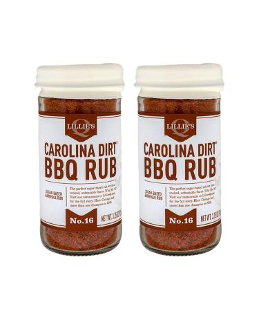 Lillies Q - Carolina Dirt BBQ Rub, Sugar-Based BBQ Rub, Traditional Carolina Barbeque Rub, Sweetened Blend of Southern Spices, Perfect Barbeque Seasoning for Ribs, Pork, & Fries (3.25 oz, 2-Pack) 3.25 Ounce (Pack of 2)