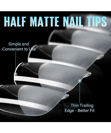 TOMICCA Soft Gel Nail Tips 240PCS Clear Half Matte Full Cover | Pre-Buff No File Nail Tips 12 Sizes | Nail Extensions for Salon and Home DIY - Buy Online on SooperMarket.com