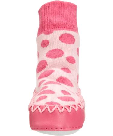 Mocc Ons Washable Leather Sole Slipper Socks (18-24 Months) - Pink Spot - Buy Online on SooperMarket.com