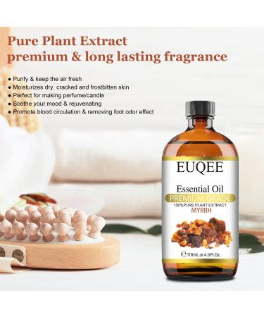 Premium Myrrh Essential Oil 118mL - Pure Natural Plant Extract for Diffuser, Soap, Candle Making - Glass Dropper Included - Buy Online on SooperMarket.com