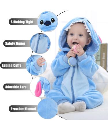 TMEOG Baby Romper Hooded Jumpsuit | Unisex 6-12 Months | Blue Star Design | Autumn Winter Flannel Clothing - Buy Online on SooperMarket.com