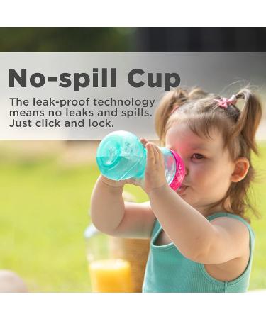 Nuby 3 Piece Girl No-Spill Easy Grip Cup with Flex Straw, 10oz, Clik It Lock Feature - Buy Online on SooperMarket.com