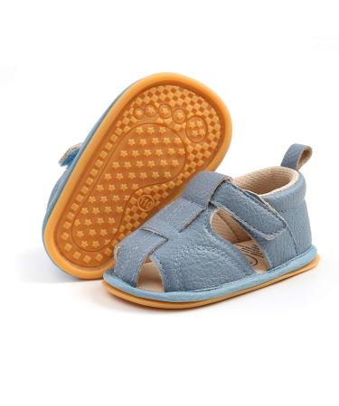 RVROVIC Baby Boys Girls Sandals Soft Sole Summer Infant Crib Shoes Lightwight Toddler Prewalker Outdoor Walking Shoes 6-12 Months 2 Denim Blue