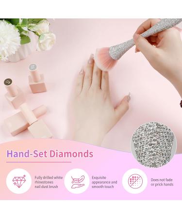 Premium Nail Dust Brush with Rhinestones - Fluffy Acrylic Duster for Nail Powder Removal | Essential Nail Tool - Buy Online on SooperMarket.com