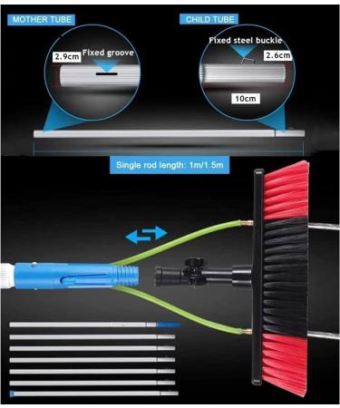 photovoltaic cleaner window cleaning pole 5m-12m Window Cleaning Telescopic Pole Water Fed Extendable Brush Suitable for Cleaner Conservatory Roof Photovoltaic Panel Cleaning Photovoltaic Pa 30cm Brush 8m Pole - Buy Online on SooperMarket.com