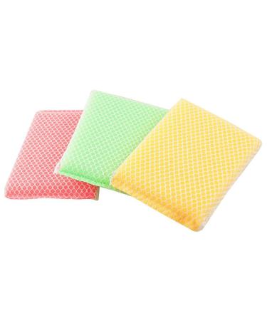 Mdhpklaur Kitchen Dish Bowl Green red Yellow Scouring Sponge Cleaning Pads 3 Pcs