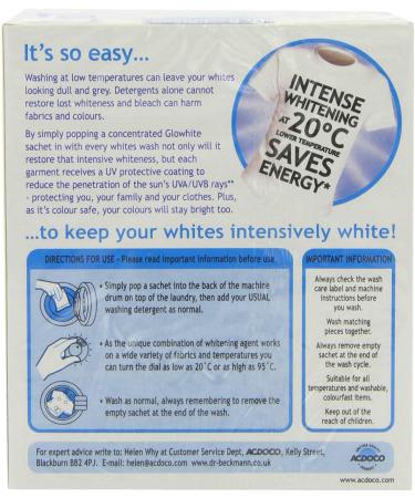 Dr Beckmann Glowhite Fabric Whitener with Stain Remover 3 x 40g Sachets - Original Formula - 3 Count - Pack of 1 - Buy Online on SooperMarket.com