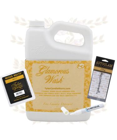 Tyler Candle Glamorous Wash Laundry Detergent Diva Bundle with Tyler Candle Mixer Melts Autoglam Freshener and Degreaser Pen (1 Gallon)
