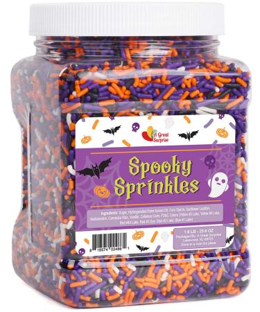 Halloween Sprinkles - Bulk Sprinkles - 1.6 LB - Orange, Black, Purple and White Jimmies