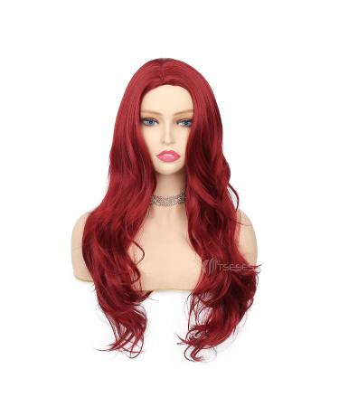Tseses Red Long Curly Wavy Wig for Women - Cosplay & Halloween Synthetic Fiber - Buy Online on SooperMarket.com