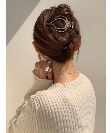 5PCS Rhinestone French Hair Clips for Women | Strong Hold Curved Claw Clips | No Slip Design | Medium Size 3.74 | Ideal for Thick Hair - Buy Online on SooperMarket.com