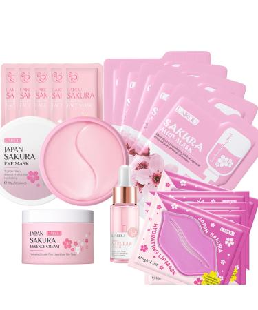 Skin Care For Teenage Girls Sakura Skincare Sets Teen Skincare Set Gifts Sets For Women Skin Care Sets & Kits Face Serum Face Cream Sleep Mask Eye Mask Mud Mask Lip Mask*5