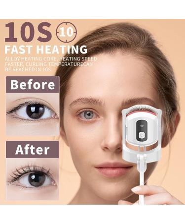 Heated Eyelash Curler - USB Rechargeable, Digital Display, 3 Temperature Settings - White - Buy Online on SooperMarket.com