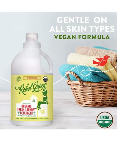 Rebel Green Natural Laundry Detergent - Organic, Hypoallergenic, Peppermint & Lemon Scent, 64 Loads (64 Fl Oz) - Buy Online on SooperMarket.com