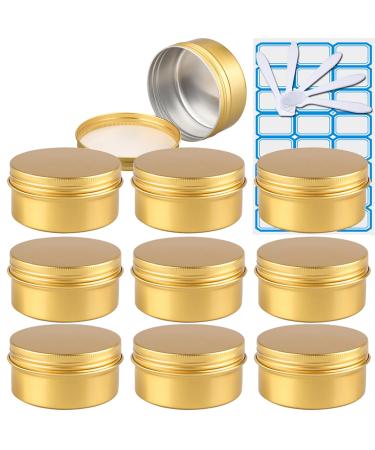 Zeoabsy 10 pieces 150ml gold aluminum empty jar round aluminum doses with screw lid cream box screw box aludose tins for cosmetics candle ointments 5x spatula 1x etiquette gold 150ml